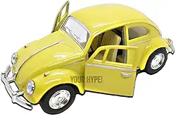Miniatura Fusca Amarelo claro 1967, escala 1:32 Kinsmart | Miniatura de carros antigos