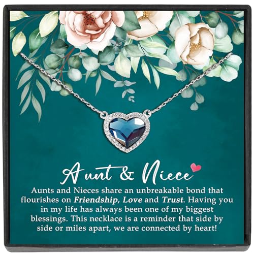 Aunt Niece Gifts Titanic Ocean Heart Sterling Silver Necklace - Perfect Mother's Day Birthday Gift for Aunt and Niece