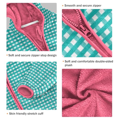 GuoChe Buffalo Plaid Tartan Check Scotland Light Blue Kid Fleece Jacket3