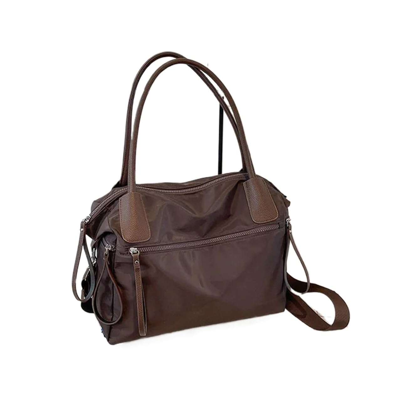 Bolsa De Lona para Mujer Bolso de Lona de Nailon for Mujer, Bolso de Mano Informal de otoño e Invierno, Bandolera de Hombro Grande Bolsas De Tela De Lona Ligera(Coffee)