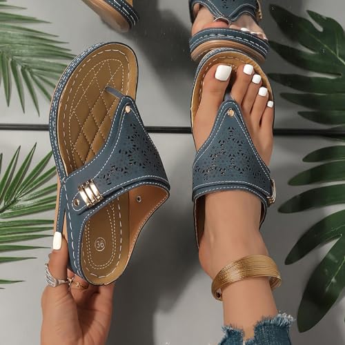 Orthopedic Sandals for Women 2025,Summer Slip On Beach Sandals Dressy Arch Support Wedge Sandal Vintage Wide Width Flip Flops Casual Boho Slipper4