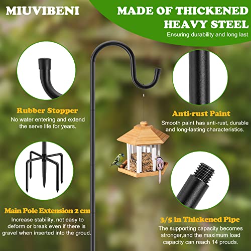 Image of Shepherds Hooks for Outdoor, 48 Inches Garden Bird Feeder Pole for Hanging Bird Feeder, Plant Baskets, Solar Light Lanterns, Outdoor Plant Hanger Hook with 5 Base Prongs,1 Packs