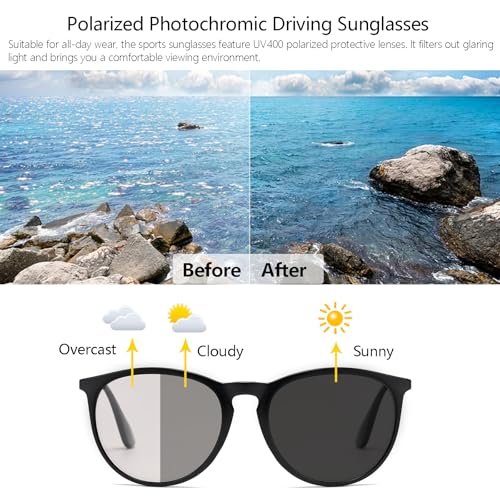 Image of Polarized Photochromic Driving Sunglasses For Men Women Day and Night safety glasses
