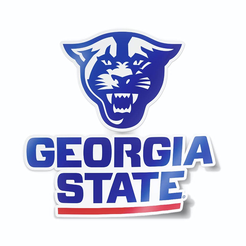 Georgia State University Panthers GSU Official Blue and Red Logo Weatherproof Vinyl Sticker Car Decal from Nudge Printing