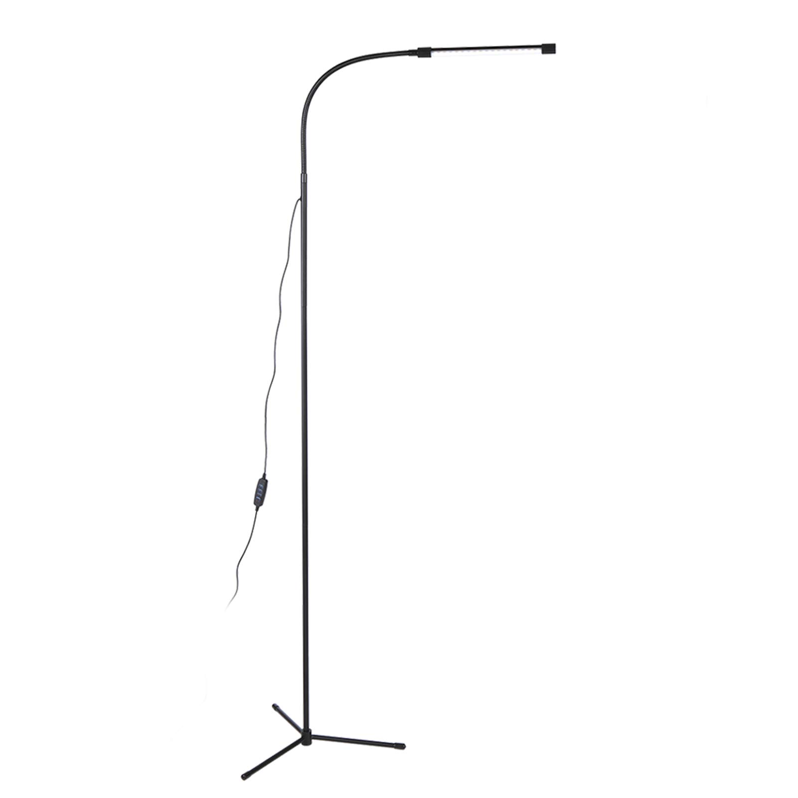 USB-Stehlampe, 3 Farbtemperaturen, 10 Helligkeitsstufen, Flexibler Hals, Blendfreies Licht Zum Lesen, Wohnzimmer, Schlafzimmer, Schwarze Aluminiumlegierung, 4 Fuß, 1 Schnitt