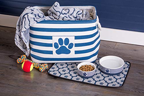 Bone-Dry-Pet-Storage-Collection-Striped-Paw-Patch-Bin-Small-Rectangle-Navy Bone Dry Pet Storage