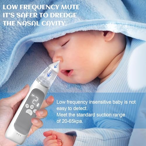Image of Electric Nasal Aspirator, Snot Aspirator for Children, Automatic Snot Sucking with 3 Suction Levels and 3 Silicone Tips USB Charging Music Soothing Function and Seven Colour Lights