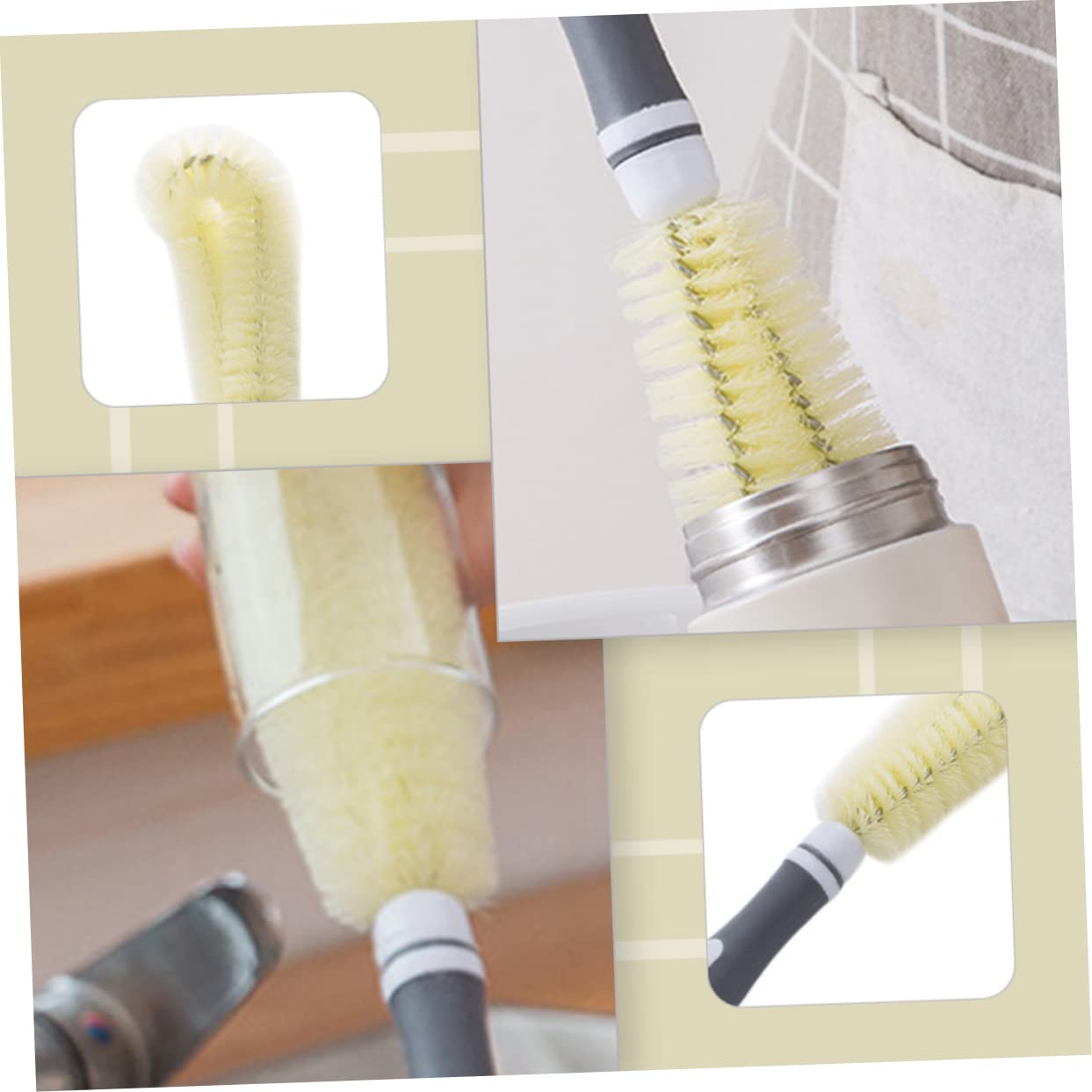 Healeved 2piezas Cepillo De Limpieza para Biberones y Tazas Herramienta Multiusos Mango para Botellas y Vasos Accesorio Práctico para Higiene del Hogar