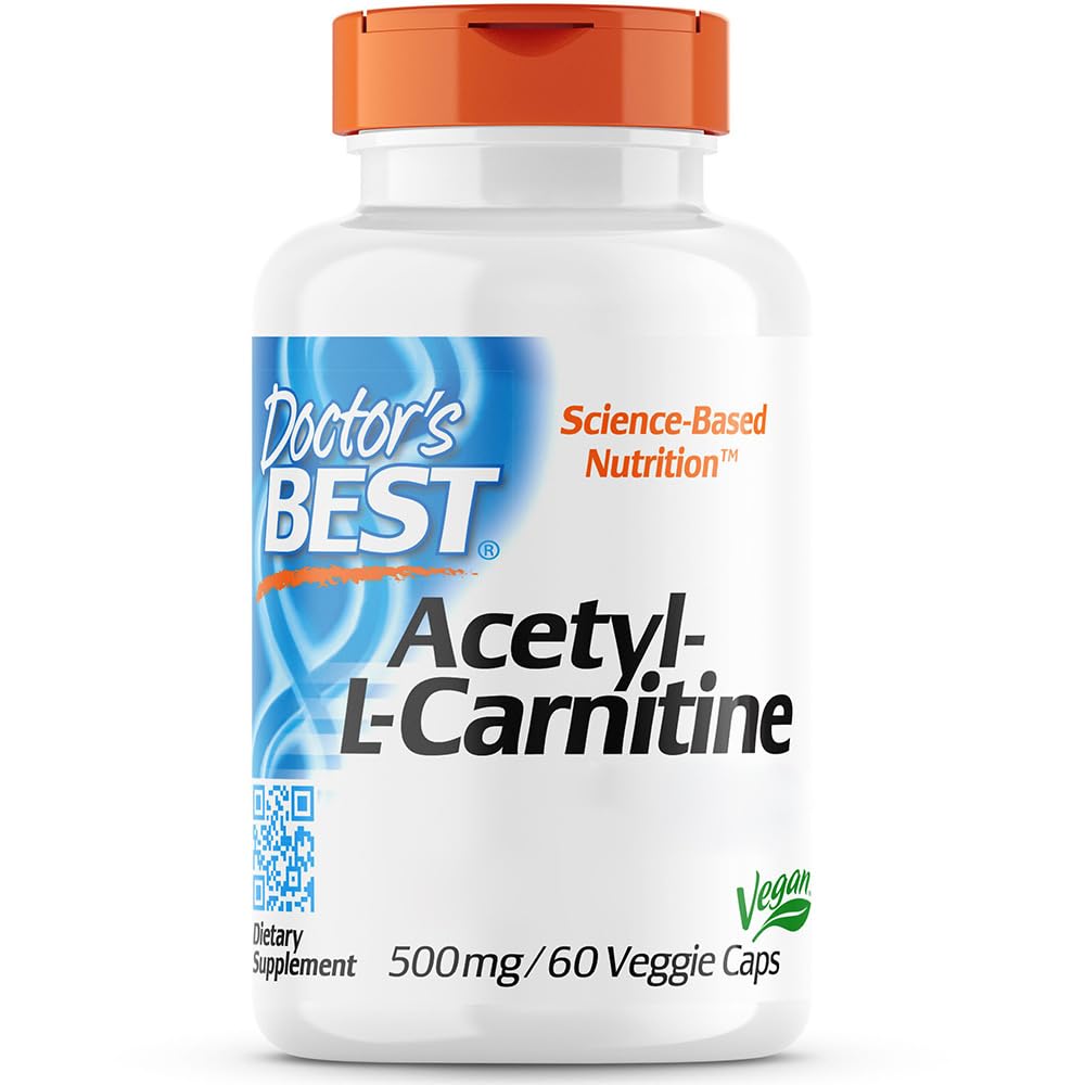 Doctor's Best, Acetyl-L-Carnitine with BIOSINT, 500mg, 60 Capsule vegan, Testato in Laboratorio, Senza Glutine, Senza Doia, Vegetariano