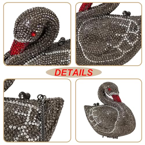 Image of Elegant Swan Evening Purse Animal Crystal Clutch Women Minaudiere Handbag Party Luxury Rhinestone Bag | Animal Crystal