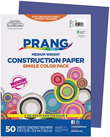 SunWorks 7403 Construction Paper, 9" x 12", 50 Sheets/Pack, Blue