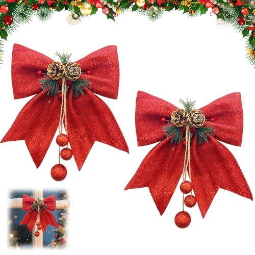 Weciau Weihnachtsschleifen, 2 Stück Große Weihnachtsbaumschleife,...