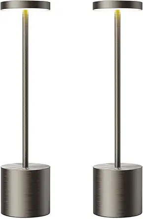 SAKRINGT Cordless Table Lamps Rechargeable,6000mAh Portable Battery Operated LED Table Light for Restaurant Outdoor 2 Pack Chromium
