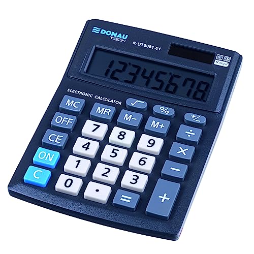 Calculatrice de Bureau Donau Tech Office K-DT5081-01 / Affichage 8 Chiffres/Dimensions : 137 x 101 x 30 mm/Couleur : Noir/Calculatrice à Double Alimentation...