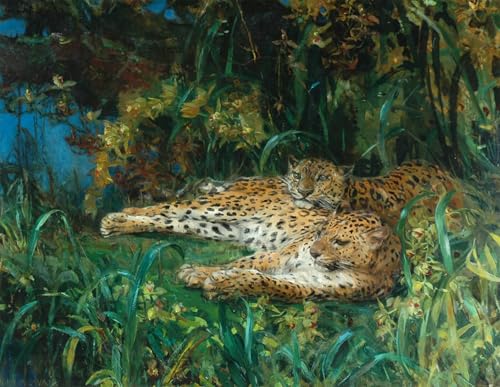 Pintura mural lienzo decorativo para pared vintage de leopardos indios para decoración 60x90cm
