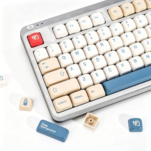 Image of KBDiy Soymilk KOA Profile Keycaps Set, 140 Keys Dye-Sublimation PBT Cute Custom Keycaps, Compatible with 60% 75% 100% Cherry Gateron MX Switches Mechanical Keyboards(ONLY KEYCAPS)