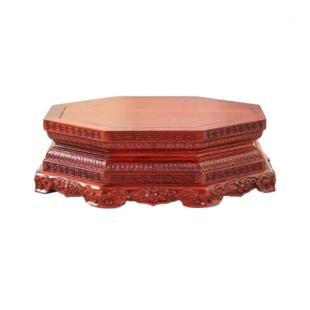 birene Vase Stand Plant Display Craft Pedestal Indoor Bonsai Octagonal Rosewood Base Stand(M)