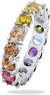 Viyuroyk 925 sterling silver single row diamond timeless engagement ring Cubic Zirconia Rings Diamond Rings for Women Jewelry Findings Earring Backs Findings (US Code 8)