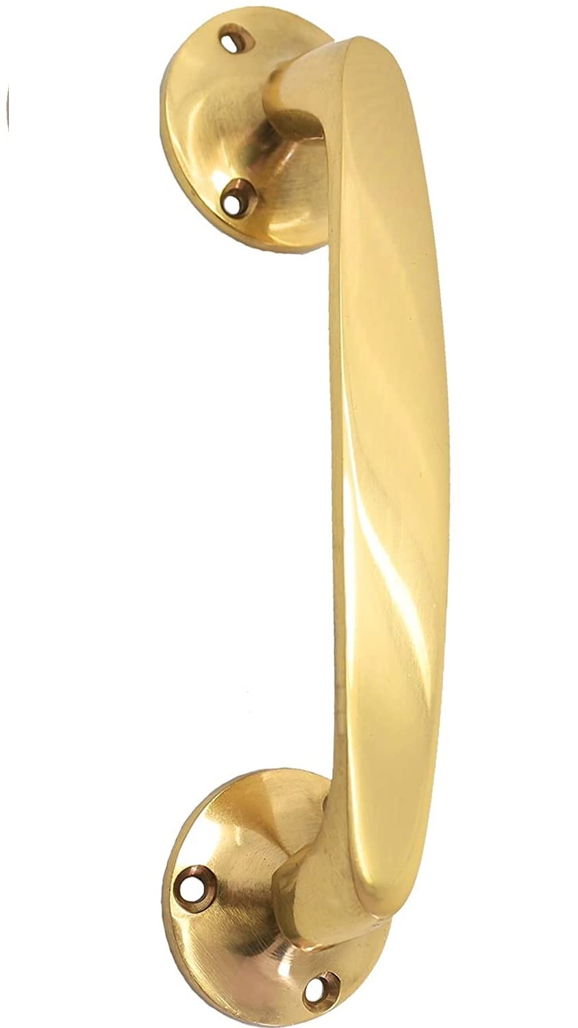 Terf Polished Brass Heavy Duty Vintage Style Victorian Door Pull Handle Brass 165Mm (6.5 Inch) Including Fixing Screw For Kitchen Cupboard Cabinet Drawer Door Pull Handle - Pack Of 1,