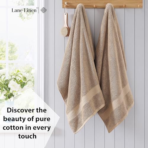 Image of LANE LINEN 100% Pure Cotton Bath Sheets 4 Pack (35 inchx66 inch) - Ring Spun Cotton Extra Large Towel Sets - Quick Dry, Soft & Absorbent Oversized Shower Towels - Sustainabaly Produced, Pre Shrunk - Taupe