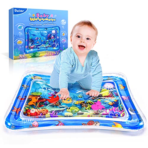 Dusor Esterilla de agua para bebés 3, 6, 9 meses, alfombrilla de juego de agua sin BPA, alfombrilla de juego para bebé, esterilla inflable para el tiempo abdominal, actividades divertidas, el