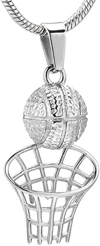 Miniatura 1 de OIJH Urnas para Perros Joyería para Mujer Colgante de Recuerdo de Cremación de Baloncesto de Plata de Acero Inoxidable para urna de Cenizas Caja