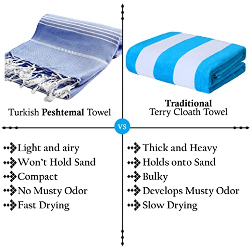 Paramus Turkish Beach Bath Towels Peshtemal Blanket , Highly Absorbent Quick And Easy Dry, Soft For Shower, Hammam, Spa, Pool, Gym And Yoga 100% Cotton 37" X 70" Xl ( Set Of 6) (Random) #TOP5