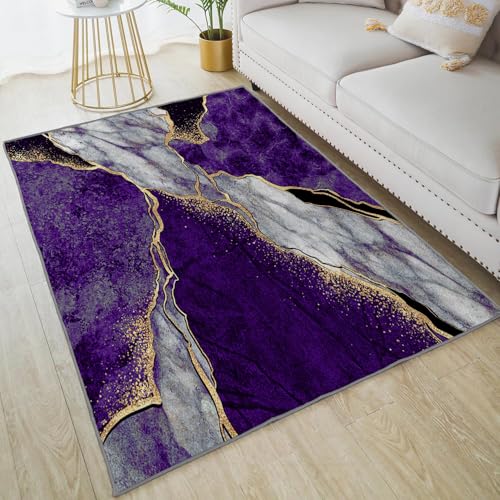 Tapete Abstracto morado gris y dorado 5x7 pies miniatura 2