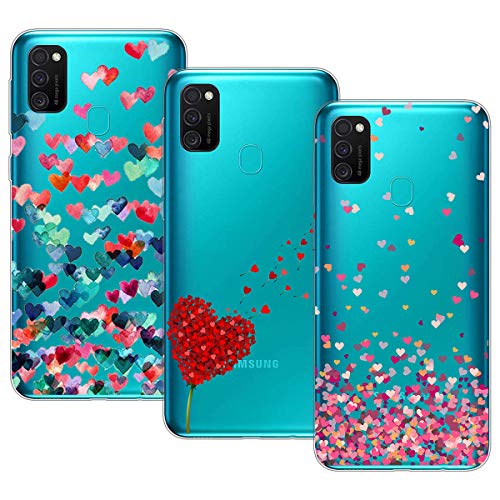 Young Min Funda para Samsung Galaxy M30s/Galaxy M21, (3 Pack) Transparente TPU Silicona Carcasa Delgado Antigolpes Resistente, Amor Cover