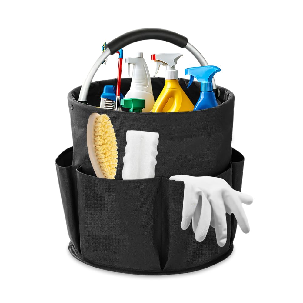 Porta Prodotti Pulizia Organizer 17 L,Secchio Porta Detersivi, Carrello Pulizie con Manico,Contenitore per Utensili per La Pulizia,Borsa per Pulizie Pieghevole,Borsa per Attrezzi da Giardino