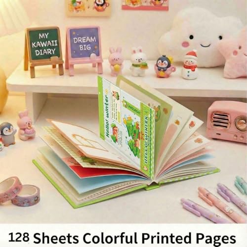Image of FunBlast Diary for Girls - Christmas Kawaii Diary for Kids, Journal Diaries for Girls, Notepad for Students Stationary Items, Birthday Gifts (128 Sheets) (Green-)