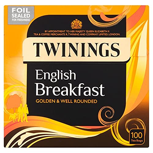 Twinings English Breakfast Tea : boîte de 100 sachets de thé noir intense
