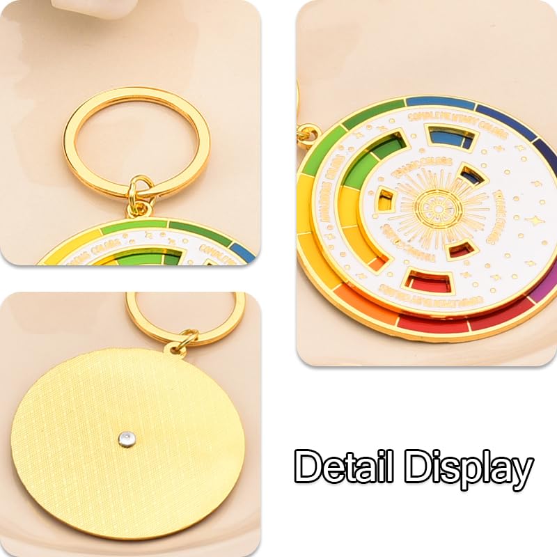 Guqqeuc Color Wheel Keychain Arts Aesthetic Gifts for Artists Color Spinning Wheel Keyrings Christmas Birthday Gifts for Painter Friend Family