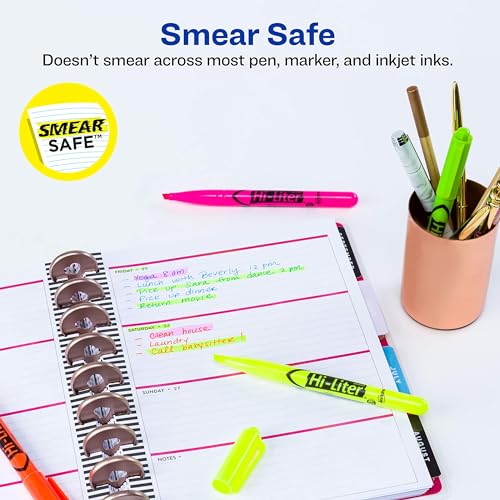 Image of Avery Hi-Liter Pen-Style Highlighters, Smear Safe Ink, Chisel Tip, 4 Assorted Color Highlighters (23545)