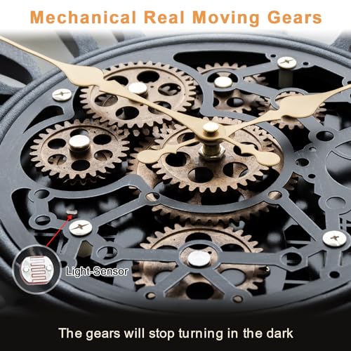 16 Retro Light-Sensor Moving Gear Clock