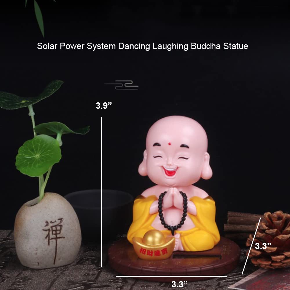 Cute Buddhist Monk Statue, Creative Solar Head Shaking Monk Figure