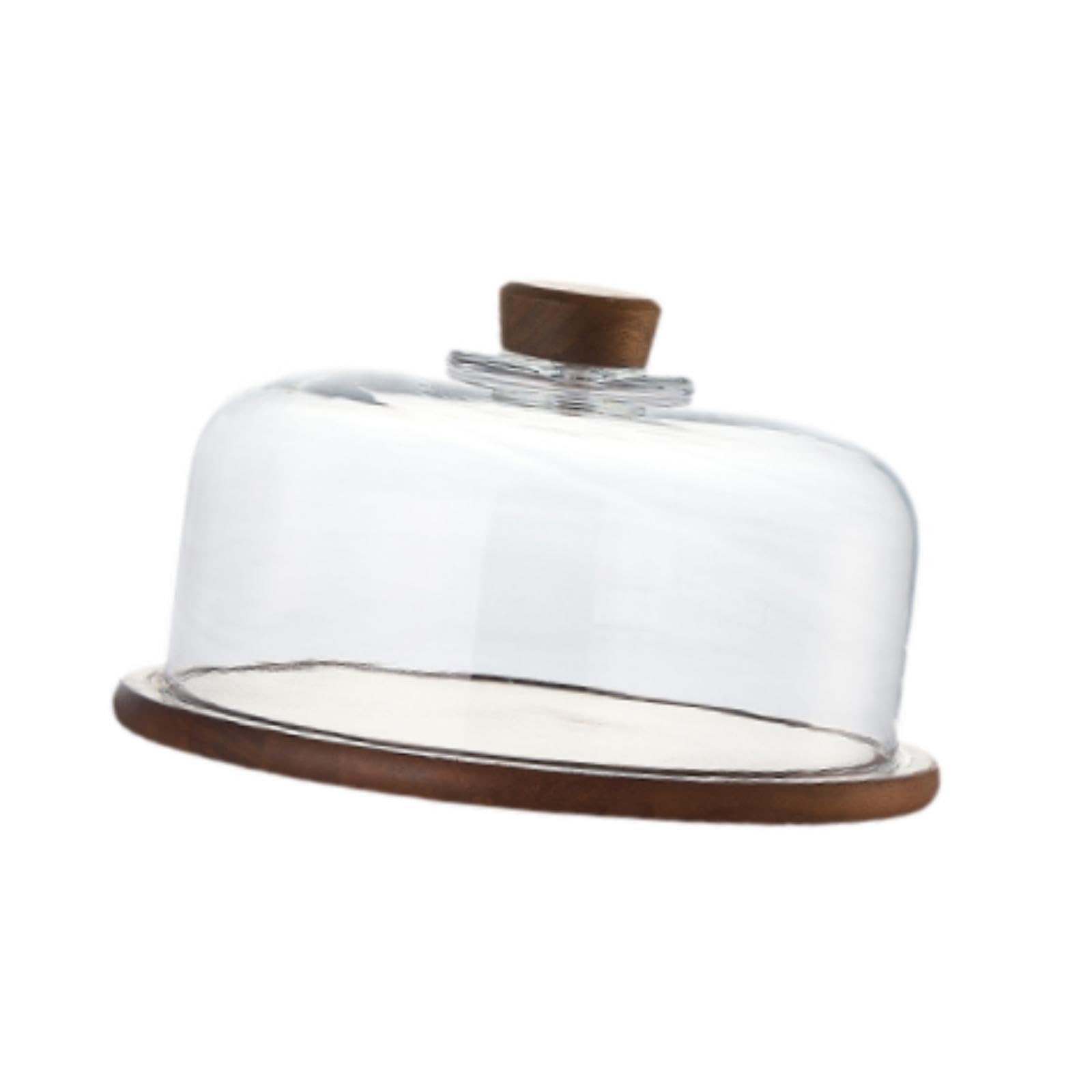 Cúpula para Postres con Bandeja de Madera para Servir, Expositor de Pasteles, Bandeja para Servir, Plato, Almacenamiento de Alimentos, Regalos de Repo, 27.5x17cm