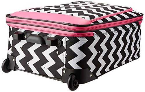 Image of Rockland Escape 4-Piece Softside Upright Luggage Set,Telescoping Handles, Pink Chevron, (14 /19 /24 /28)