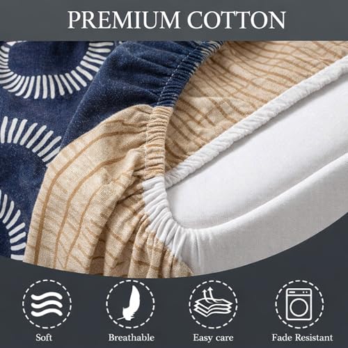 Image of Premium Glace Cotton Fitted King Size Bedsheet - 180 TC Soft Touch, Deep Pocket Snug Fit for 8 inch Mattress, Wrinkle-Free Bedspread with Pillow Covers Brown Check