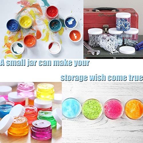 20 PCS 2oz Plastic Empty Jars with Lids(White),Wide-Mouth Refillable Storage Containers for Cosmetics,Empty Storage Container for Candy,Beads,Slime Making,Crafts,Creams,Gifts 5