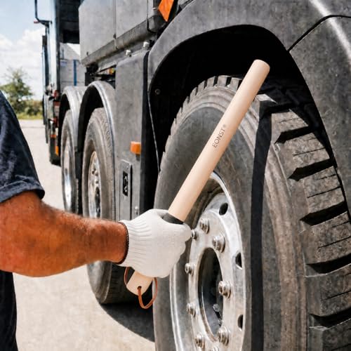 Image of Wood Tire Thumper, Tire Pressure Check Tool for Semi Trucks and Trailers, Non-Slip Handle, Fishing Bat for RV Camping, Natural Color