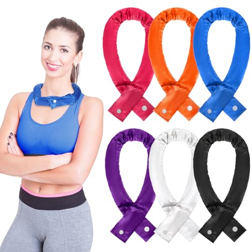 Image of Cozypower 6 Pcs Cooling Neck Wraps with Button Cooling Bandana Neck Cooler Scarf for Hot Weather Ice Neck Wrap Summer Outdoor