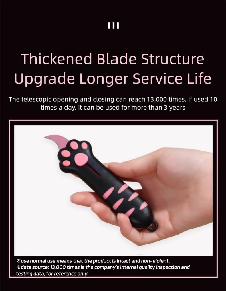 Cat Paw Box Cutter Utility Knife, Retractable Cat Claw Knife Cute Box Opener for Women Express Box Cutter, Portable Cute Paper Cutter, Carton Sealing Tape Opener Safe Multifunctional Knife (Blue)