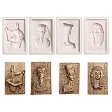 Egyptian Silicone Fondant Molds, 4 Packs Pharaoh Sphinx Mummy Silicone Chocolate Molds for Baking Cake Decoration, Cupcake Toppers, Egyptian Resin, Face Soap Polymer Clay