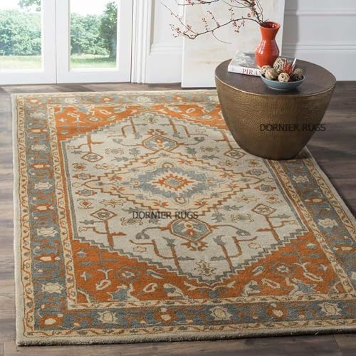 Image of 7x9 Ft Hand-Tufted Wool Rug - Classic Thick Carpet for Cozy Living Rooms & Master Bedrooms