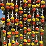LOVENSPIRE 5 Strings Marigold Flower Garland Decoration, Tuberose,Artificial Floral Decor, Diwali Na