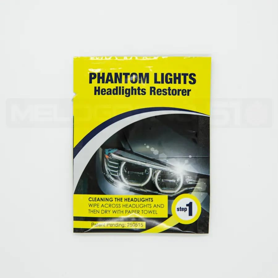Kit Rigenerante per Fari Auto Phantom Lights Melograno51, 3 Salviette, Trattamento Professionale 5 Minuti