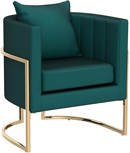 Miniatura 5 de Newnno Silla decorativa moderna de terciopelo, sillón tapizado de mediados de siglo con almohada para sala de estar, cómoda silla de tocador