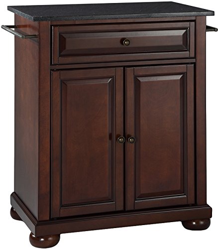 Crosley Furniture Alexandria Compact Kitchen Island with Solid Black Granite Top, Mahogany
