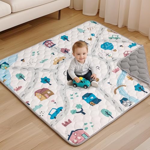 COMOMY Krabbelmatte Baby 127x127 cm, Extra Dicke und Weiche Spielmatte Baby...